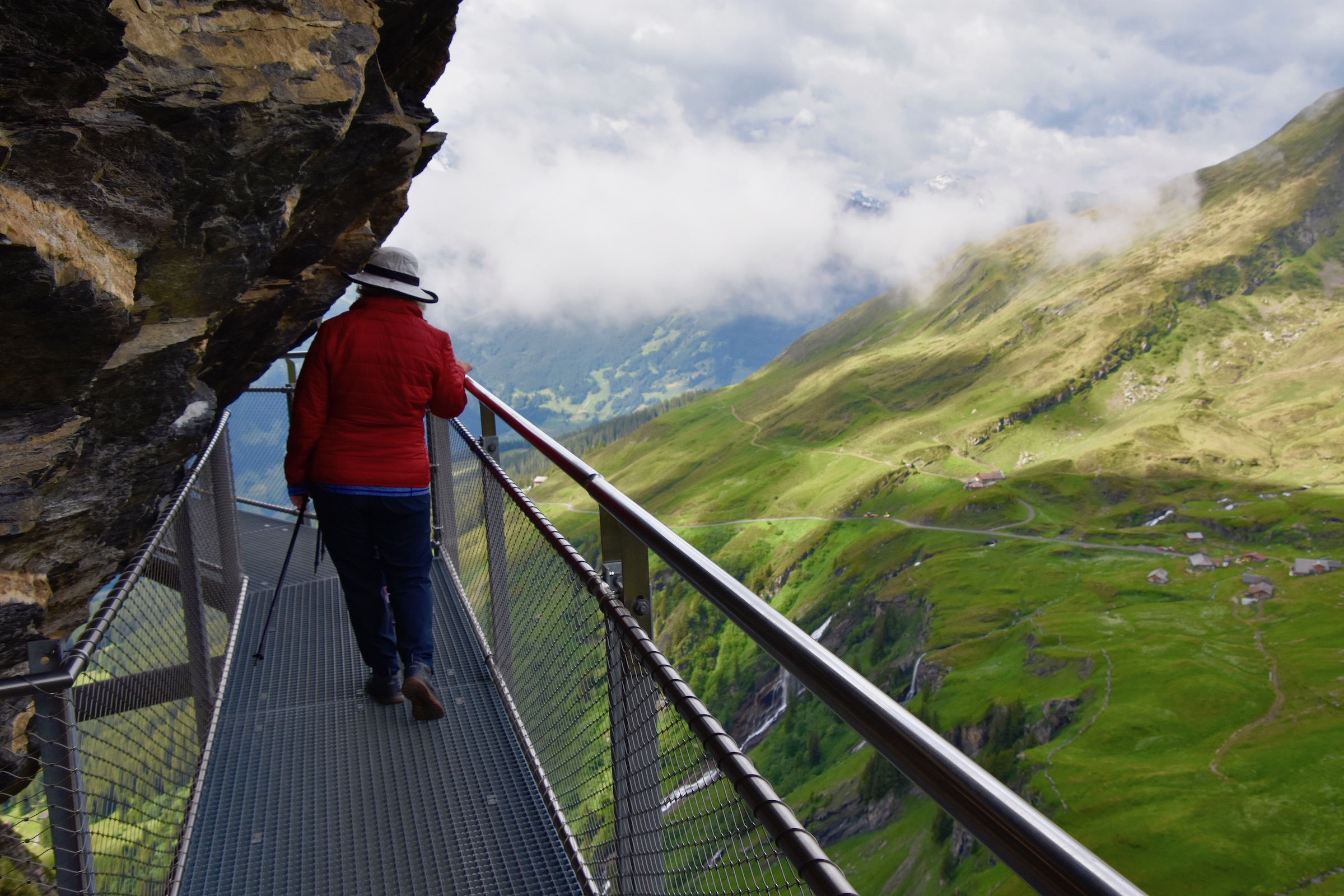 A Tight Squeeze on the Cliff Walk near Grindelwald