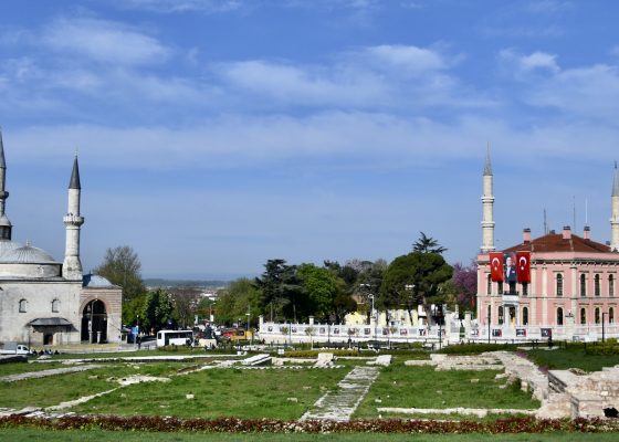 View of Old Mosque from Selimiye Entrance Steps, Edirne