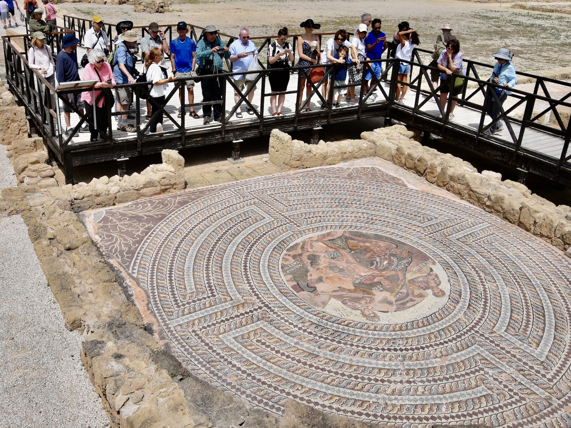 AA Group Admiring the Theseus Mosaic, New Paphos, Cyprus