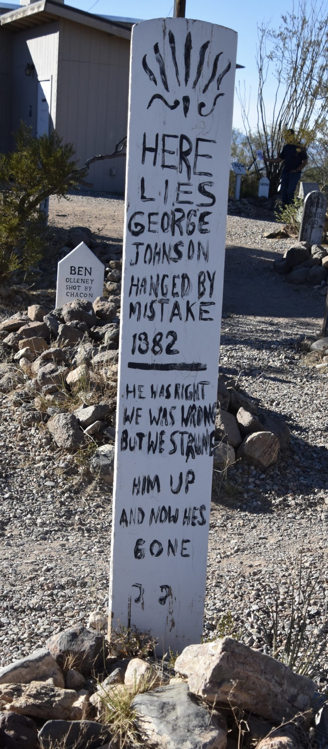 George Johnson, Hung by Mistake, Tombstone