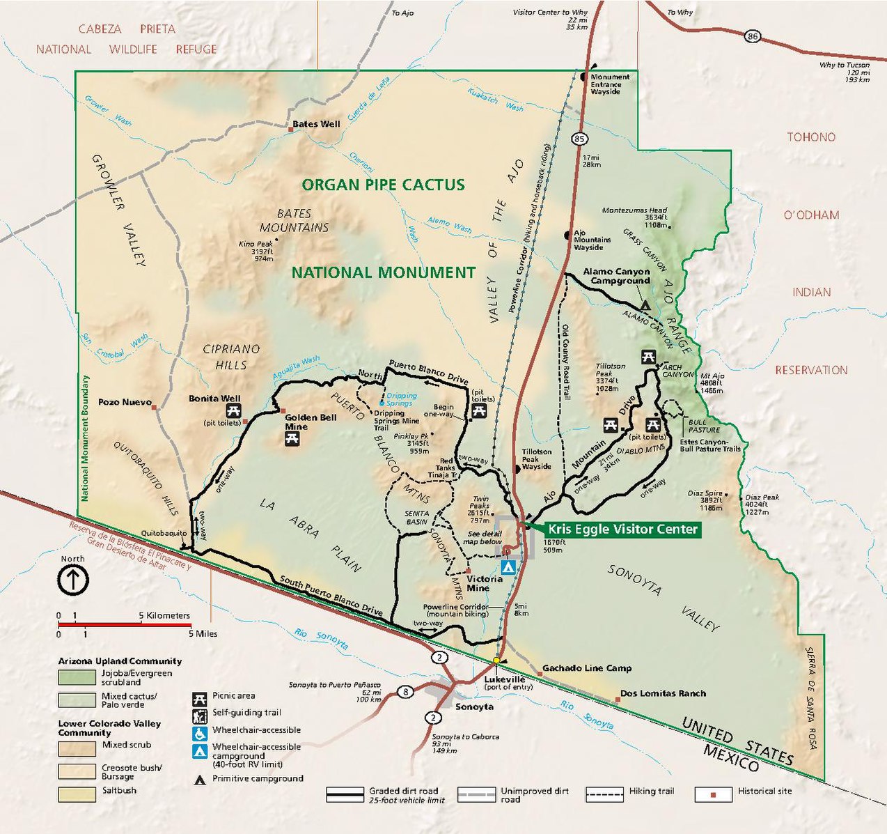 Map of Organ Pipe Cactus National Monument