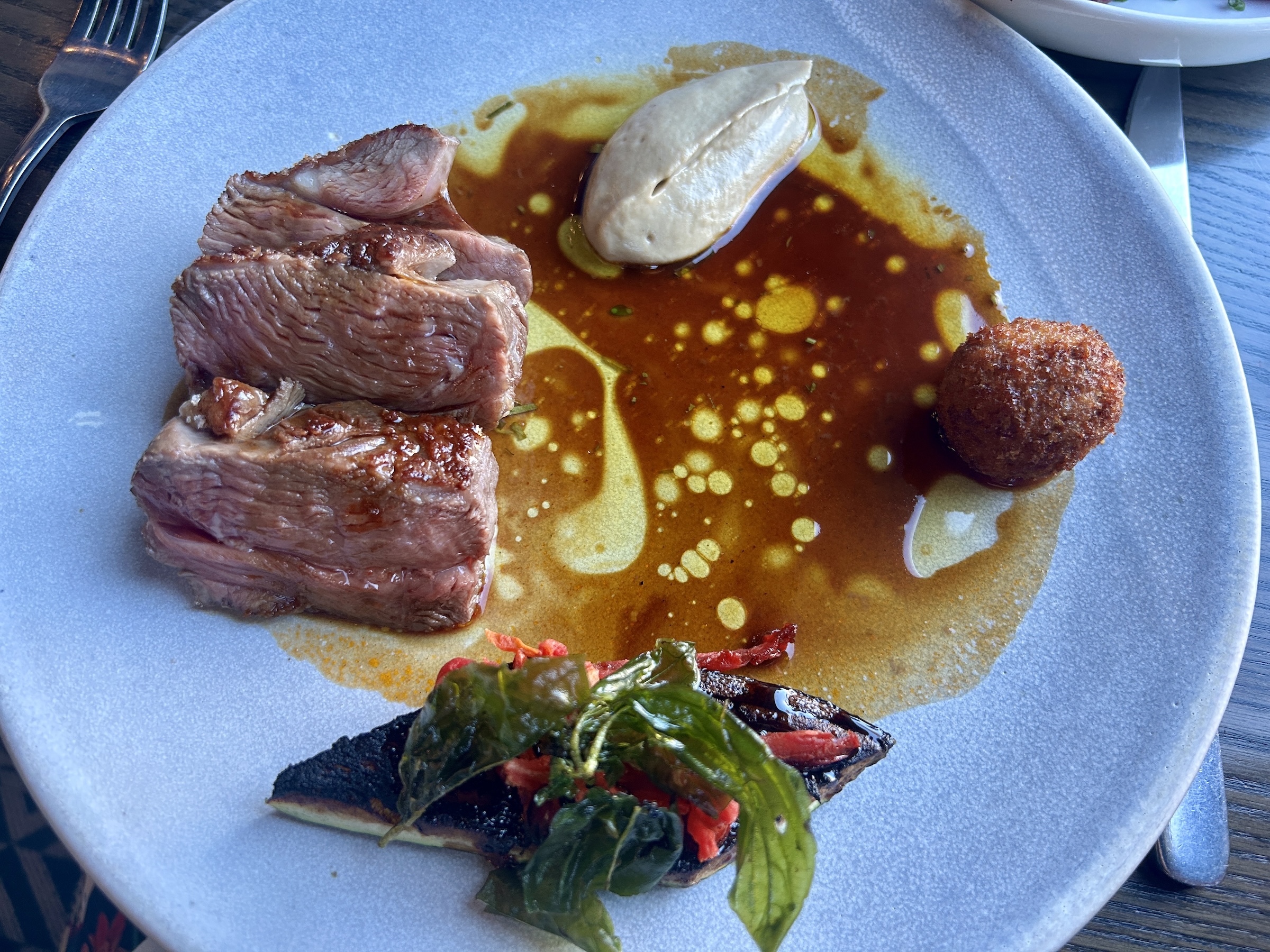 Roast Lamb with Aubergine Butter, Central Fire Station, Napier