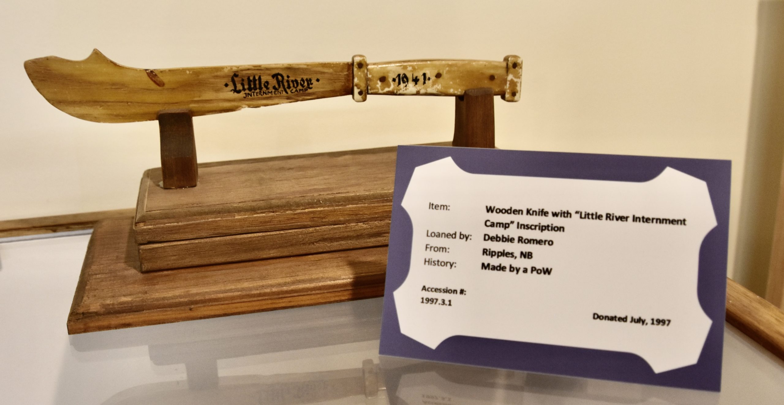Knife made by a POW, Minto Internment Camp Museum