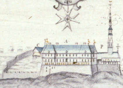 Drawing of Chateau Saint-Louis in 1700