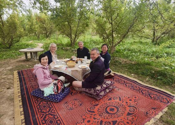 Lunch in an Apple Orchard on the Way to Erfoud