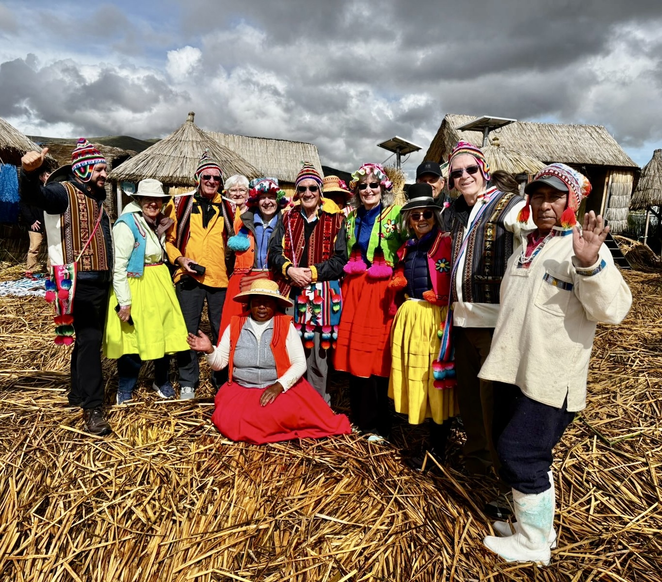 AA group on a Floating Island in Lake Titicaca, Peru