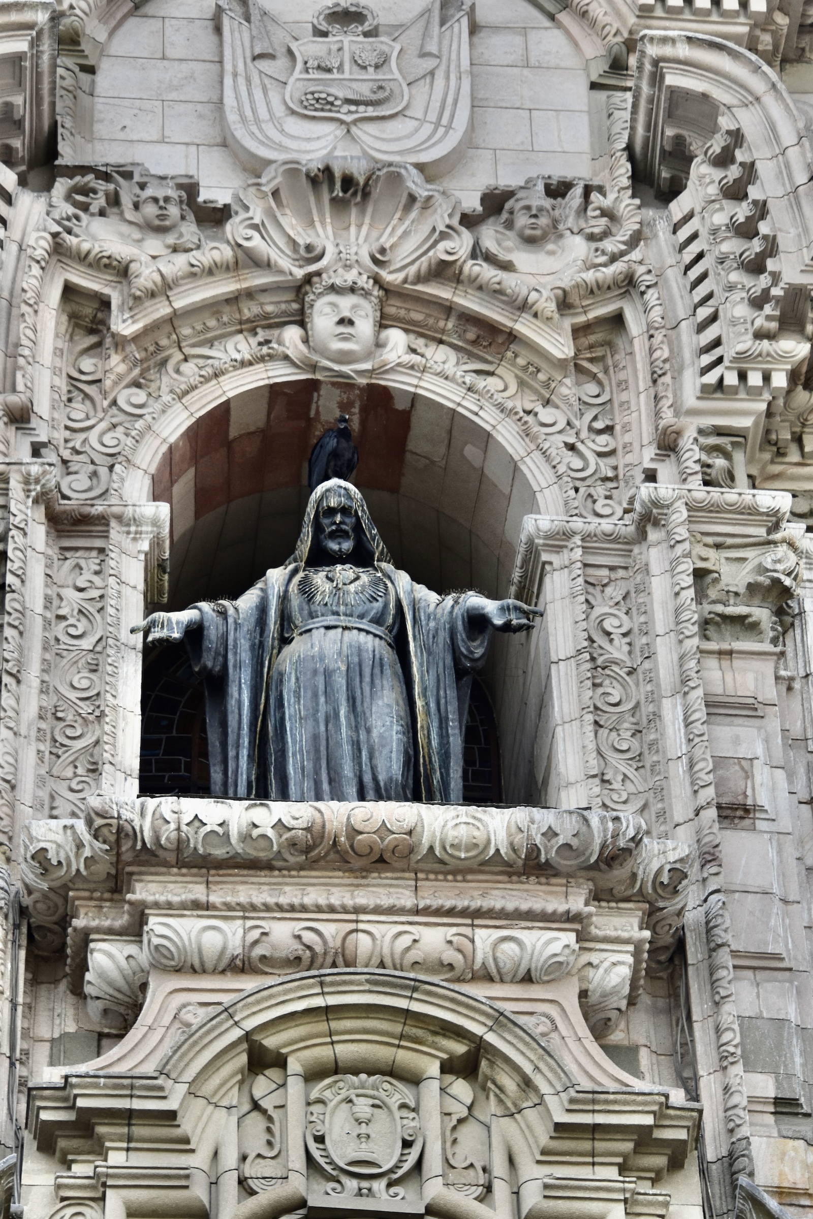Christ above the Lima Cathedral Entrance