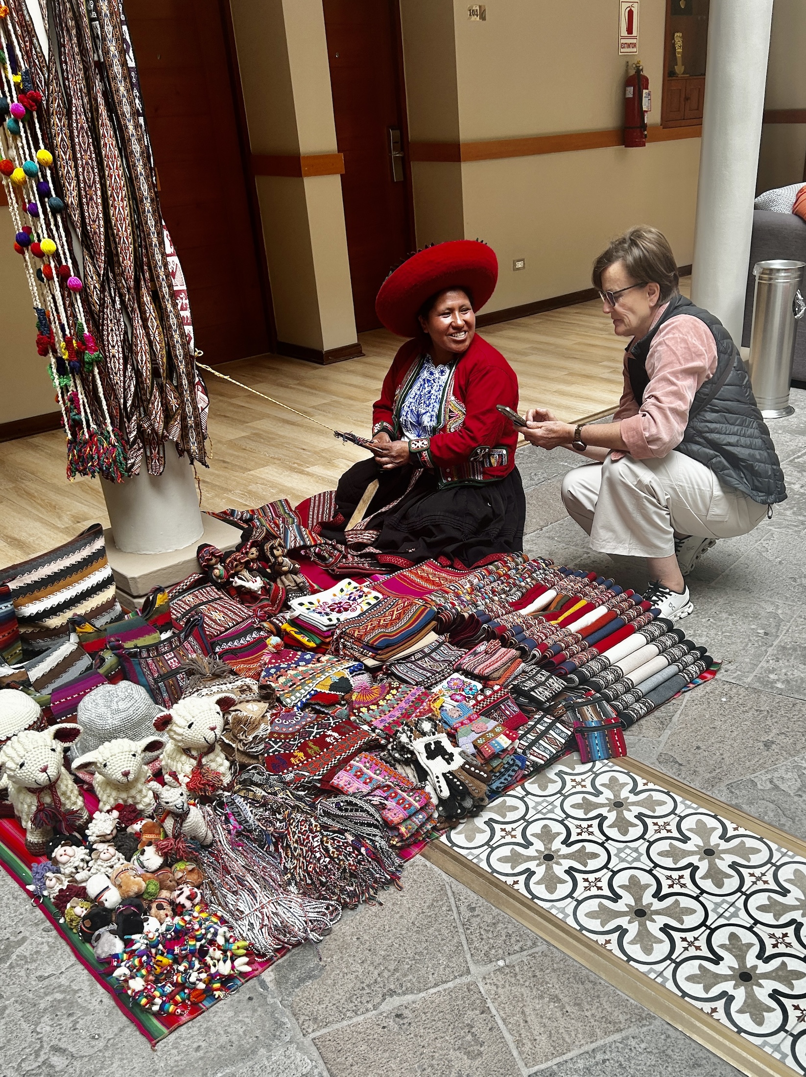 Joanna Sharing Photos with the Hotel Craftswoman, Cusco