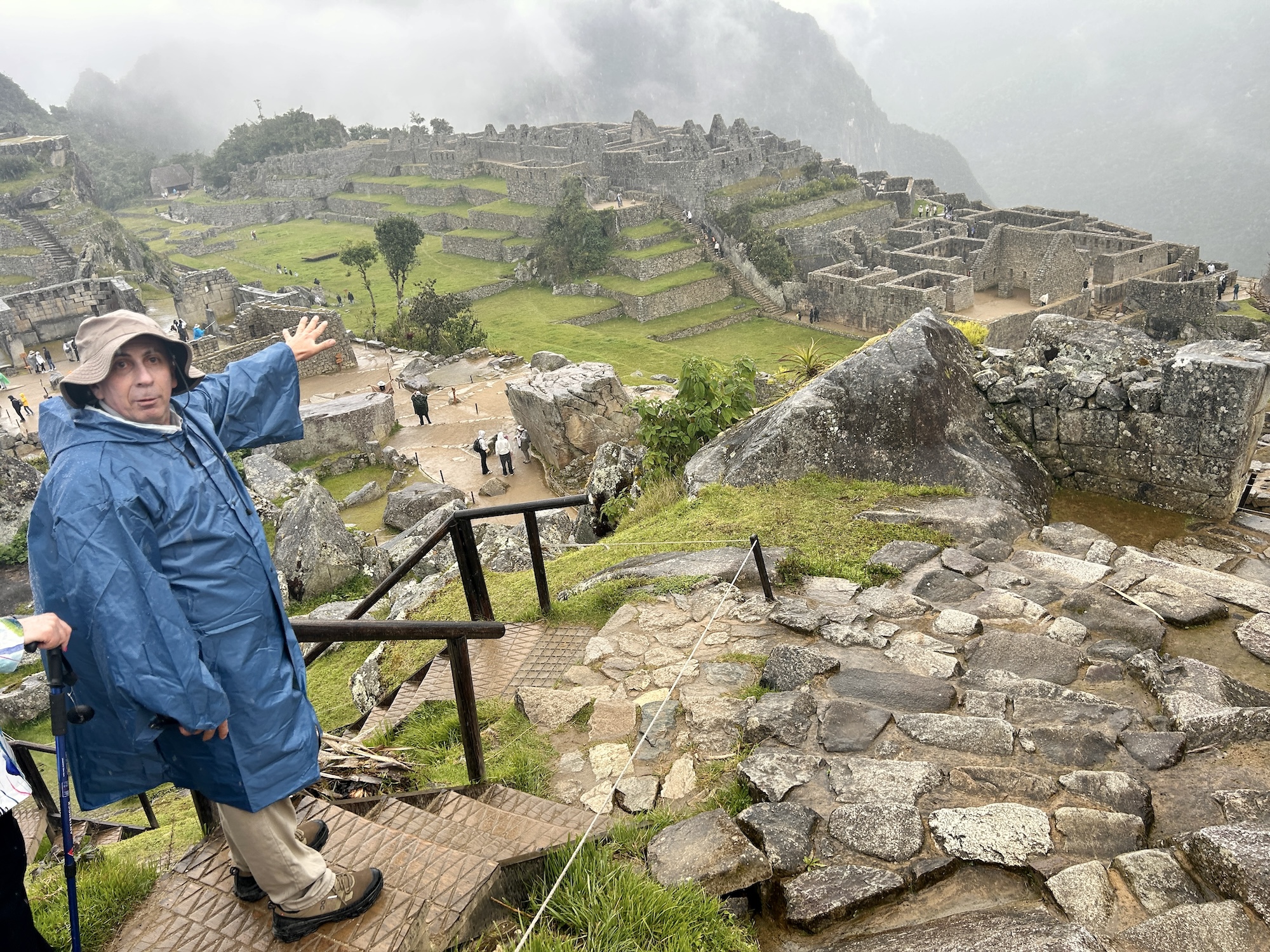 Carlos Pointing out a Feature at Machu Picchu