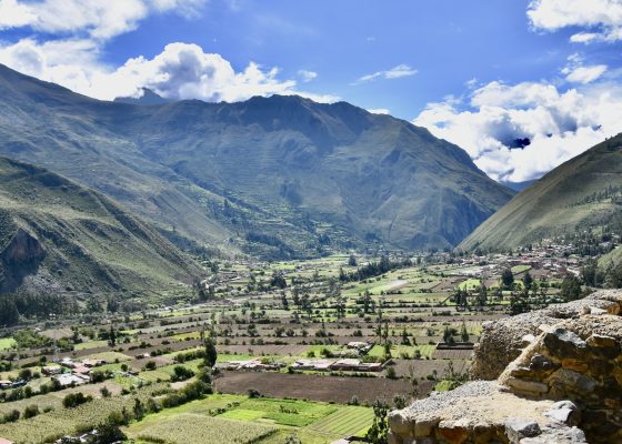 Looking up thye Sacred Valley from the Top of Ollantaytambo