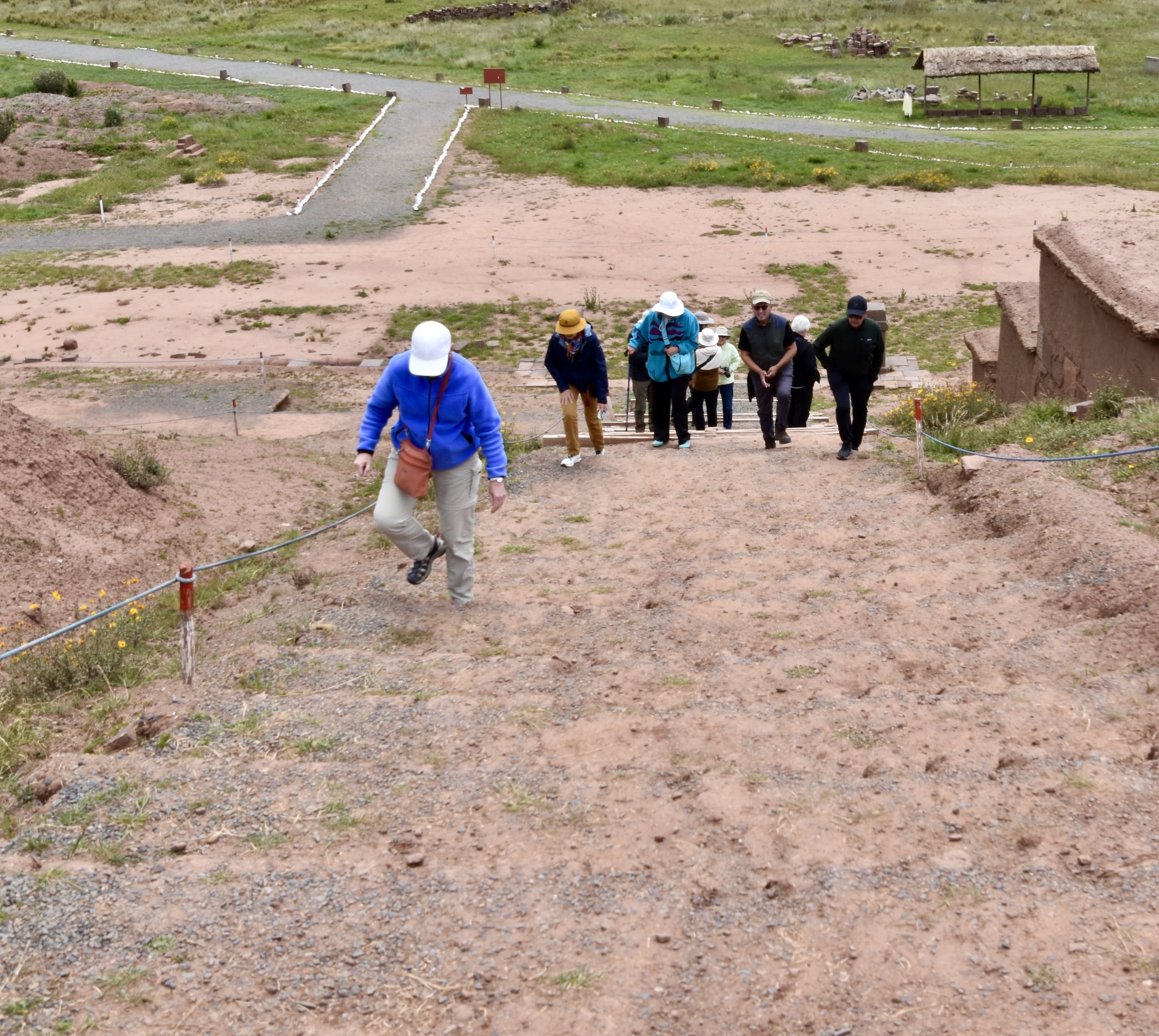 AA Group Climbing the Pyramid at Tiahuanaco