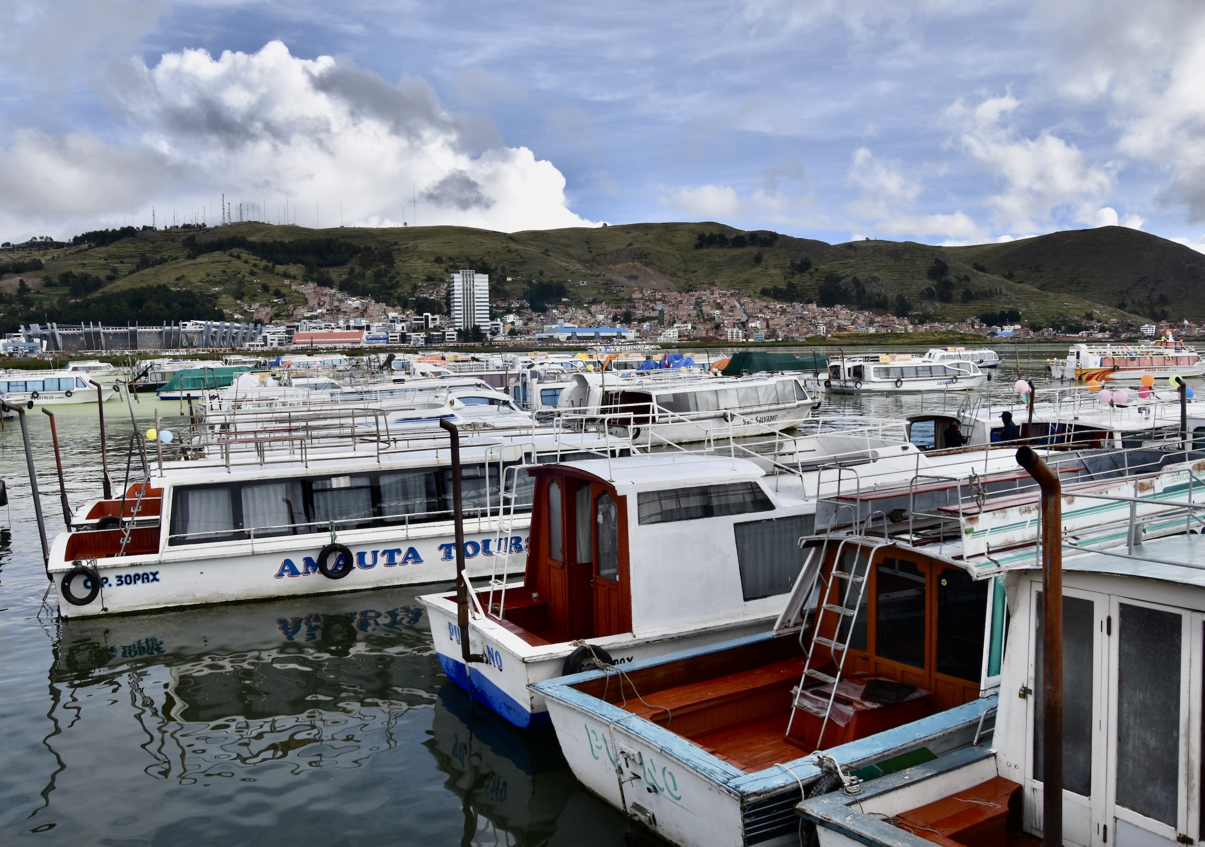 Lots of Idle Boats on Lake Titicaca