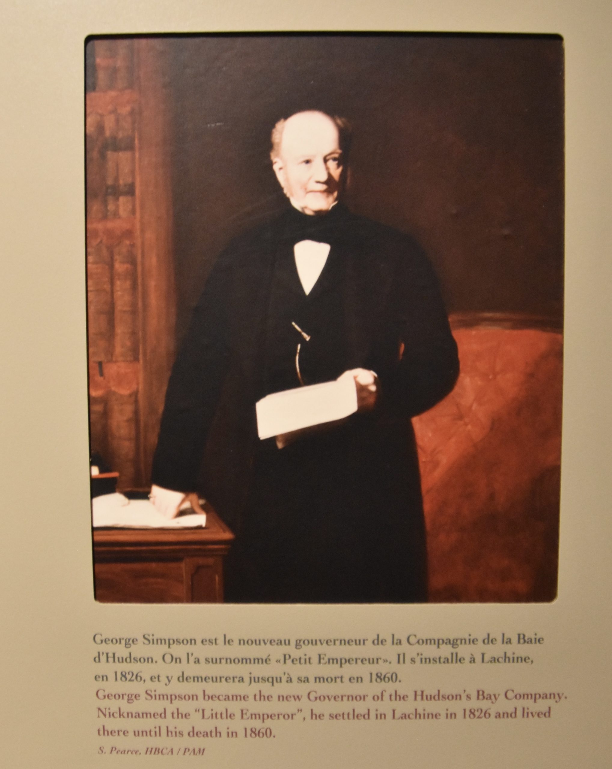 George Simpson portrait in the Lachine Fur Trade NHS